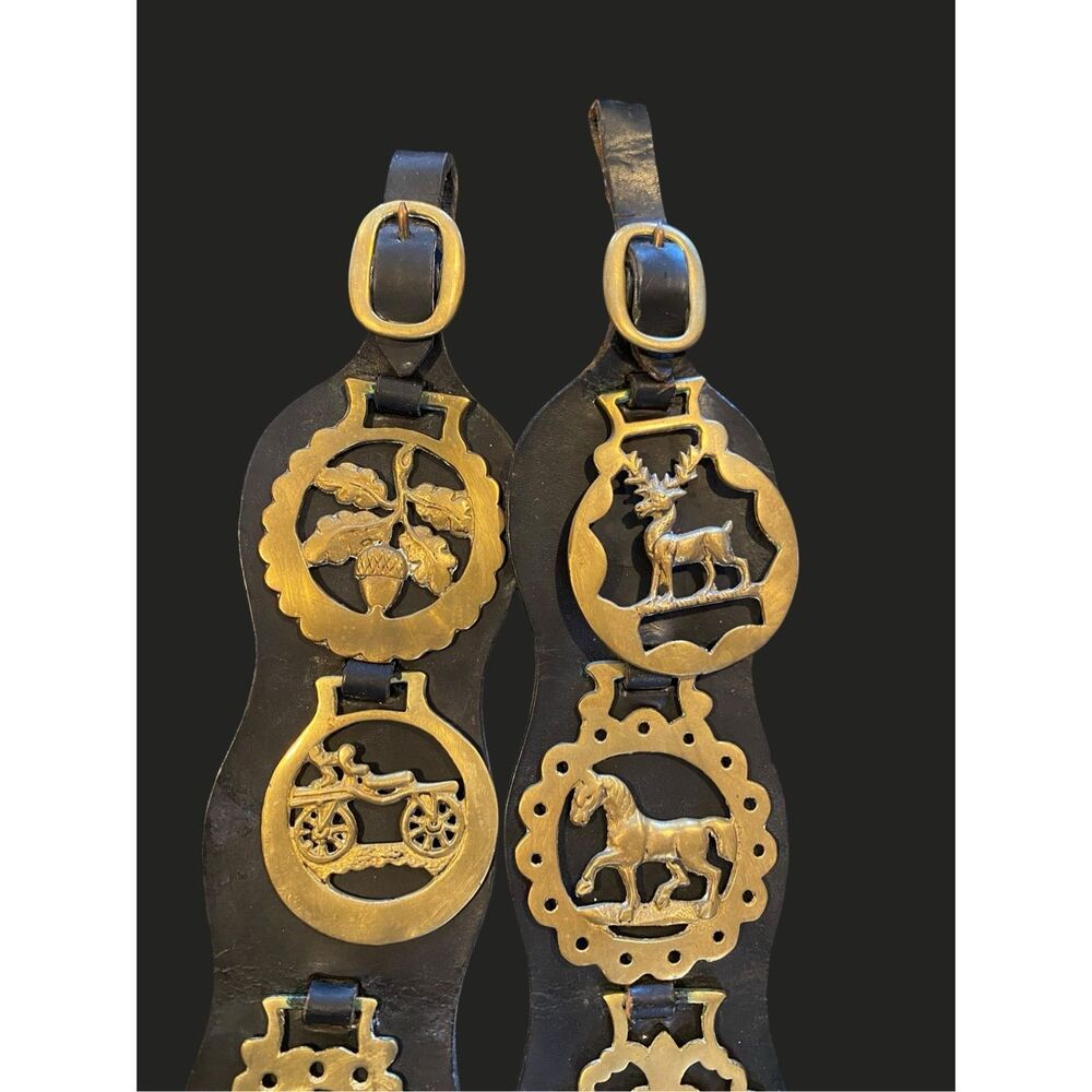 Horse Brass Decorative Tack Bridle 8 Decorative Pieces Antique Vintage - Picture 3 of 15